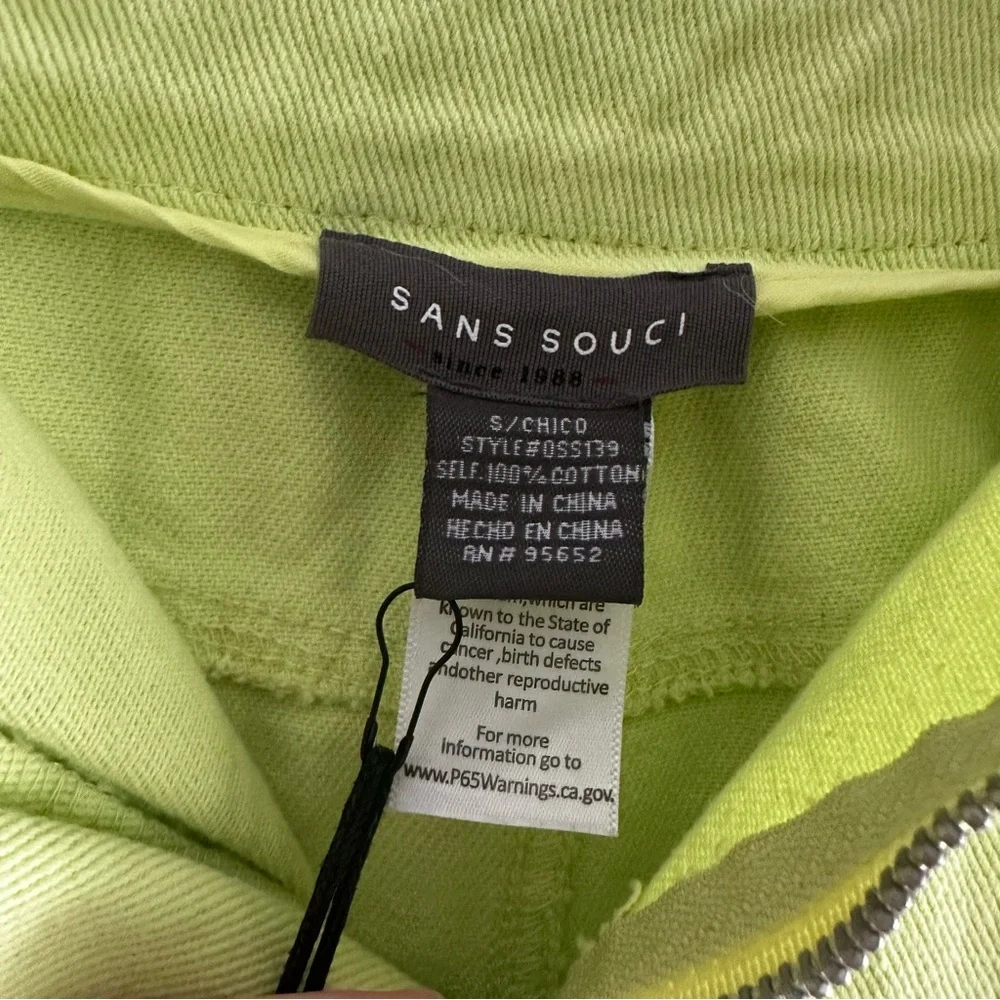 Sans Souci Neon Lime Green Mini Skirt with Zipper NWT